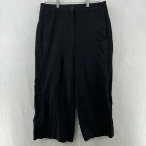 Ann Taylor Pants Women's Sz 8 Black Capri Wide Leg High-Rise Slash Pockets